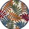 Homeroots 5 ft. Round Multi Color Leaves Indoor & Outdoor Area Rug 384944 - alternate 2